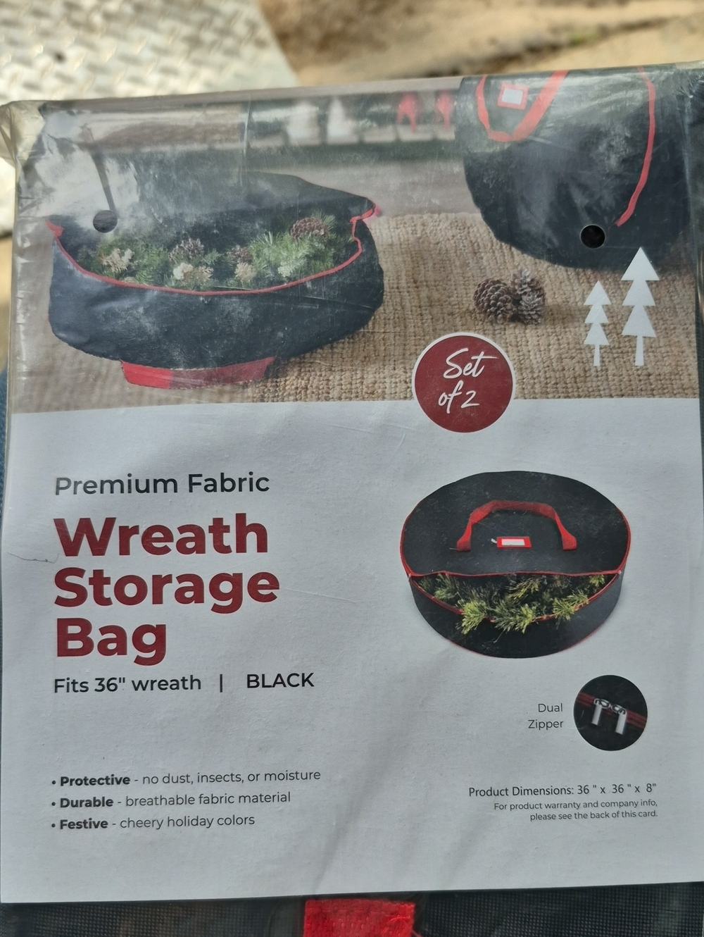 Premium Black Wreath Storage Bag - Set of 2